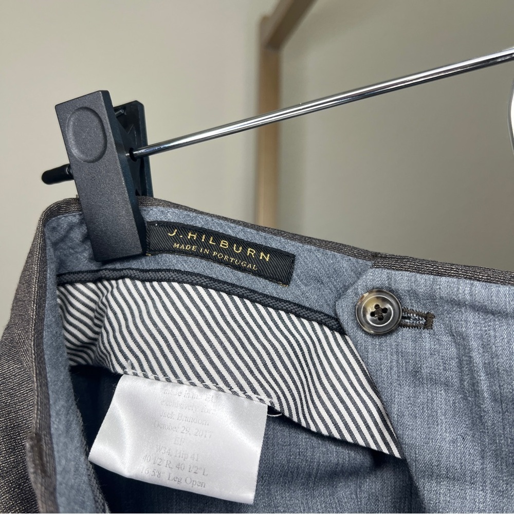 J. Hilburn Custom Vitale Barberis Wool Brown Plaid Pleated Dress Pants 34x30 - Picture 6 of 9